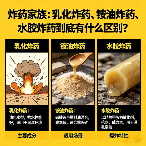 沁源炸药家族：乳化炸药、铵油炸药、水胶炸药到底有什么区别？